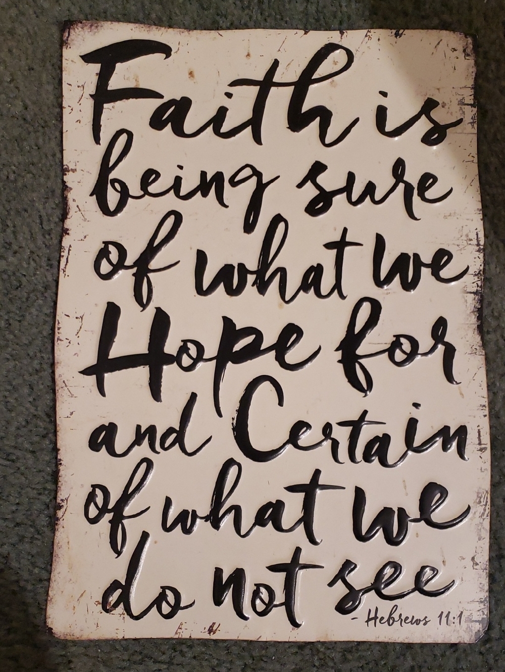 Faith Script Wall Sign - Black on Cream